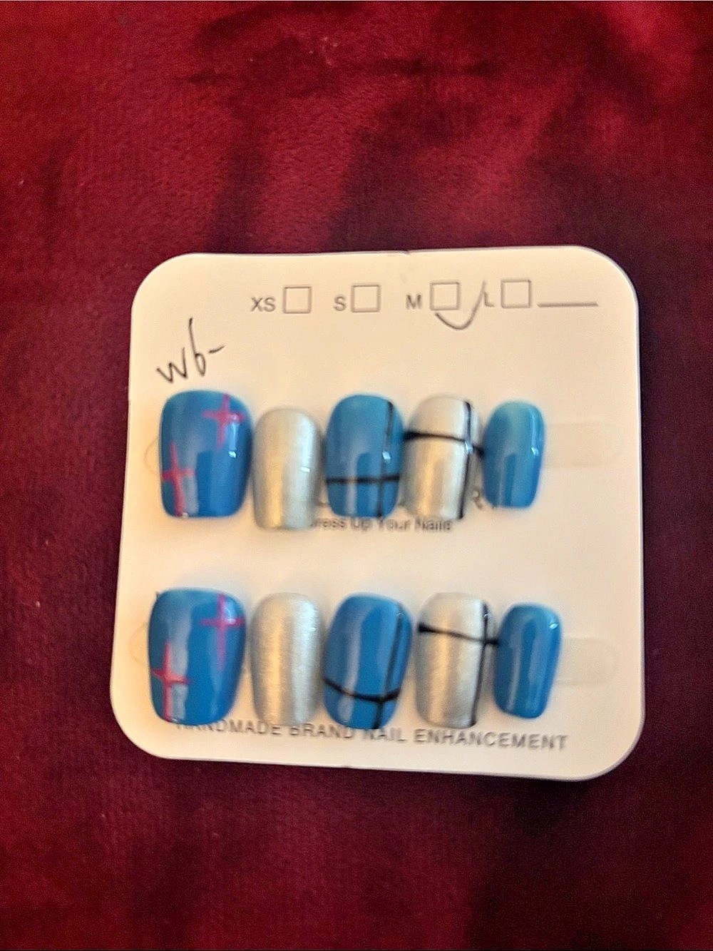Blue & Silver Geometric Press-On Nails